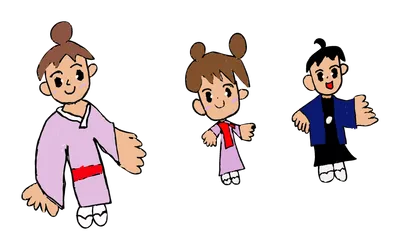 着物姿の七五三の子どもたち