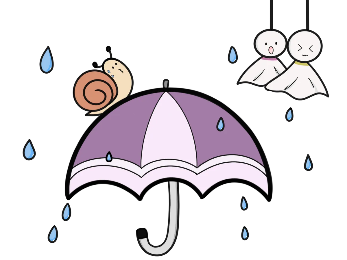 梅雨の傘とカタツムリ