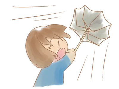 傘が裏返る