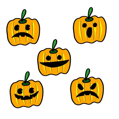 いろんな表情のハロウィンかぼちゃ（5個）