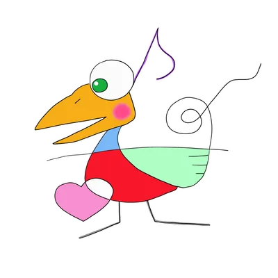 音符を連れたカラフルな鳥