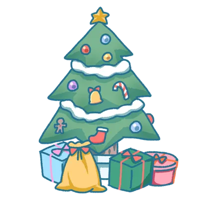 クリスマスツリーとプレゼント(フチなし)