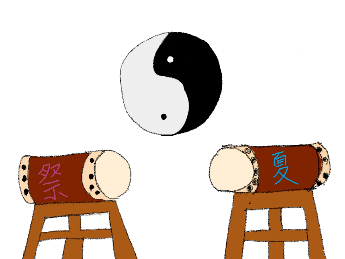 祭り太鼓と陰陽マーク