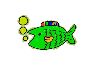 魚と泡（カラフル）