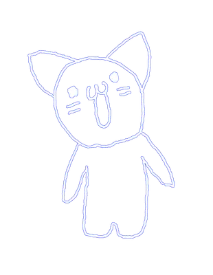 口を開けた猫（青の線画）