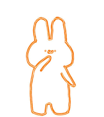 オレンジ縁取りのうさぎ（線画）
