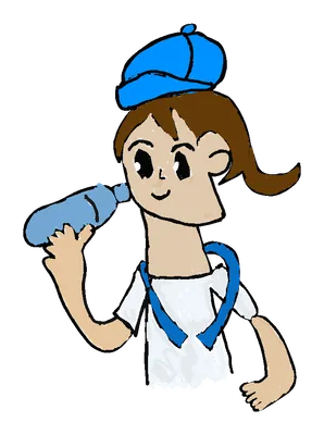 水筒を飲む女の子