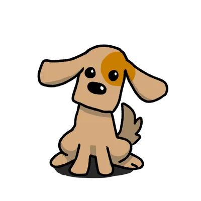 おすわりする垂れ耳の犬