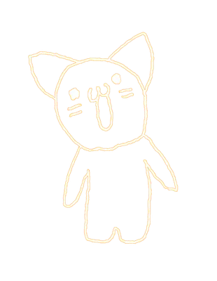 口を開けた猫（オレンジの線画）