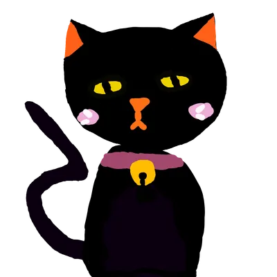 首輪をつけた黒猫
