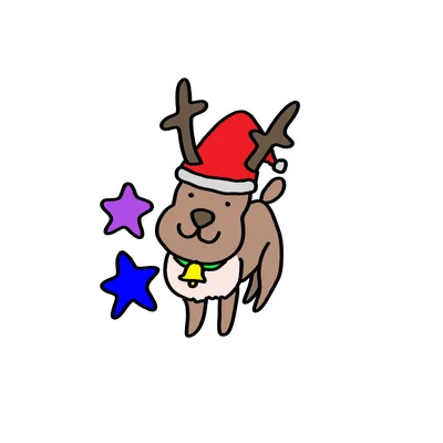 サンタ帽のトナカイと星