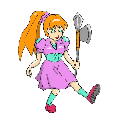 斧を持ったポニーテールの女の子