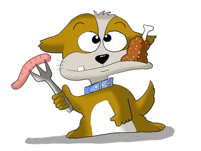 肉を食べる犬