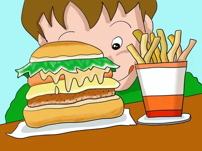 ハンバーガーを食べる