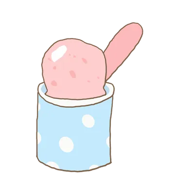 ピンクのアイスクリーム（カップ入り）