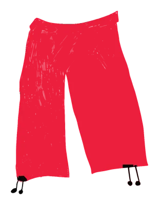 赤いカーゴパンツ