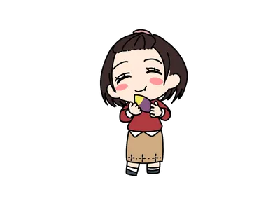 焼き芋を食べる笑顔の女の子