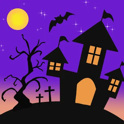 満月の夜のハロウィンのお城