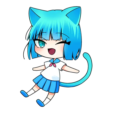 猫耳の女の子（水色髪）