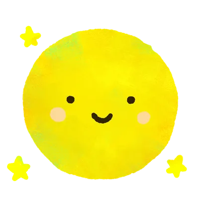 笑顔のお月様と星
