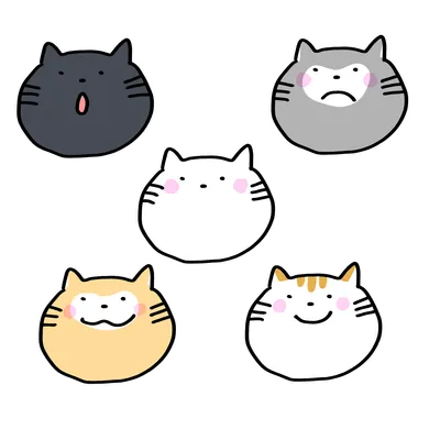 いろんな表情の猫の顔（5匹）