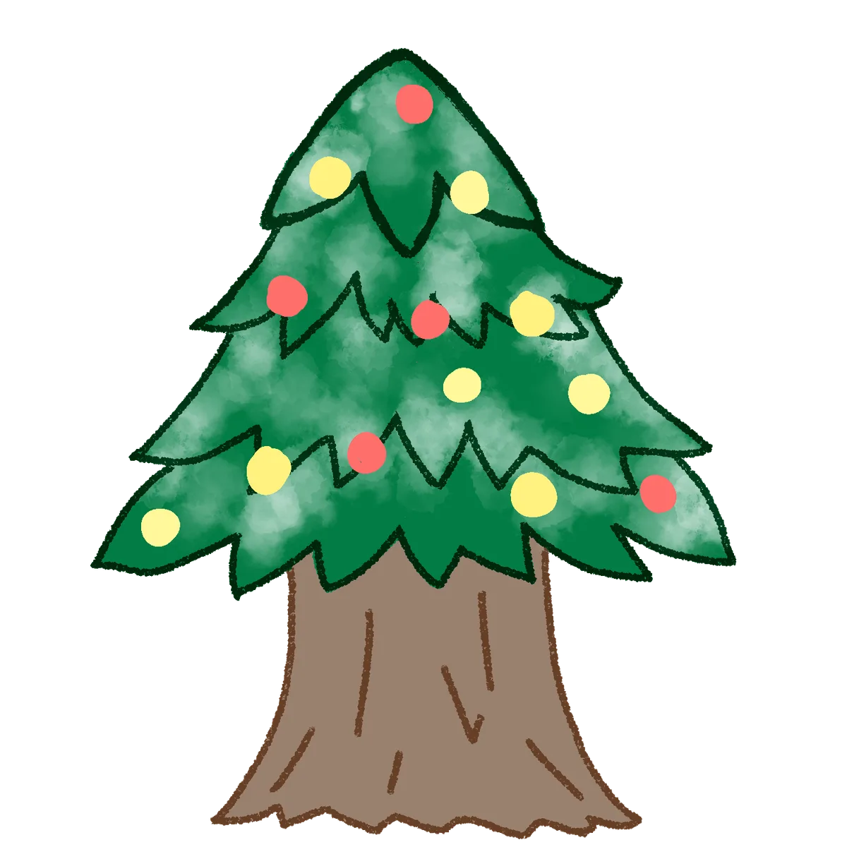 飾りつきのクリスマスツリー