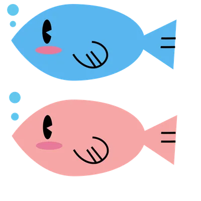 魚（青とピンク）