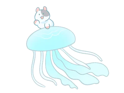 クラゲに乗るハムスター