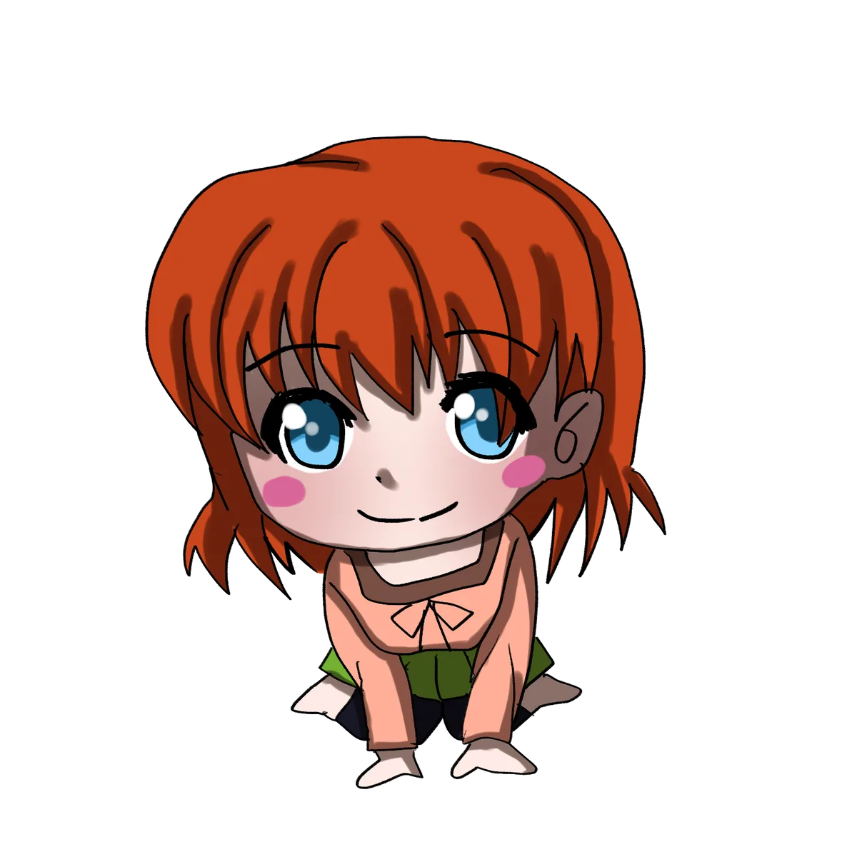 座ってこちらを見上げる女の子