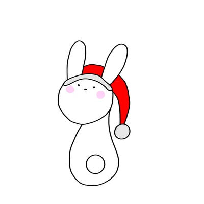 サンタ帽をかぶったウサギ