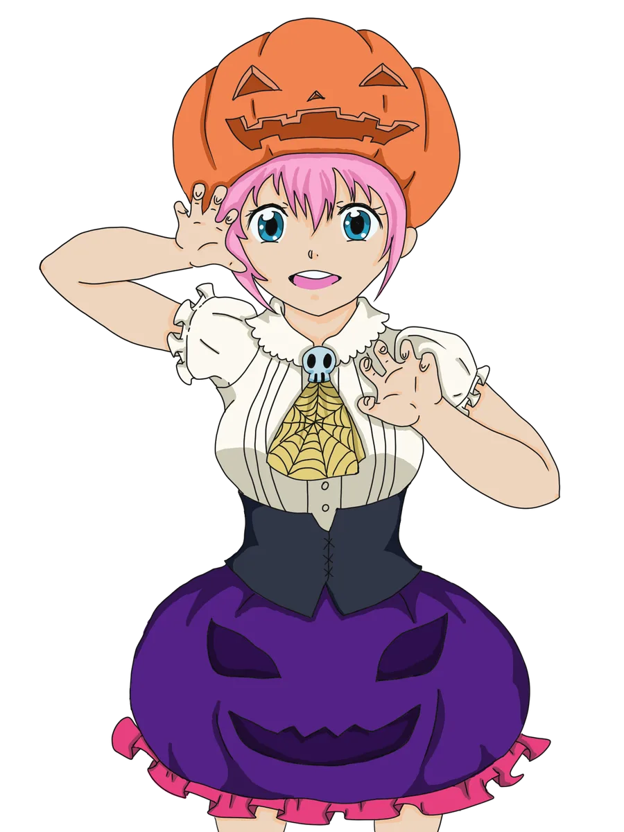 かぼちゃの帽子をかぶったハロウィンの女の子