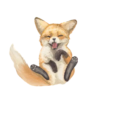 笑う子ぎつね（水彩）
