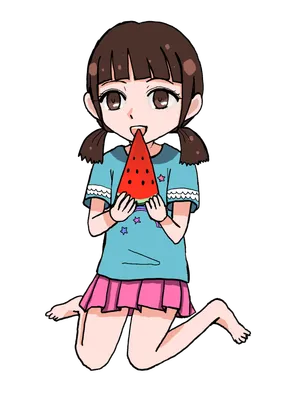スイカ食べる女の子２