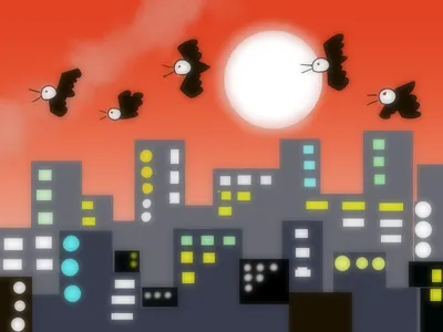 都会に沈む夕日