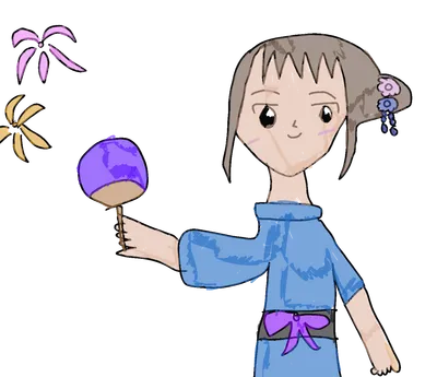 夏の花飾りを持つ女の子
