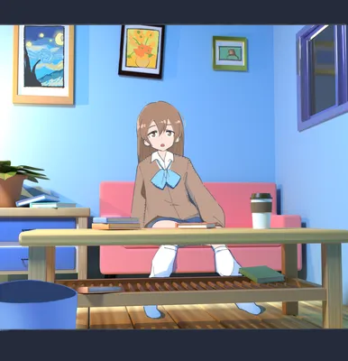 ソファに座る少女のいる部屋