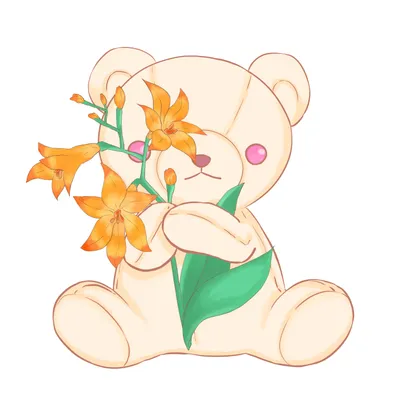 テディベアと花