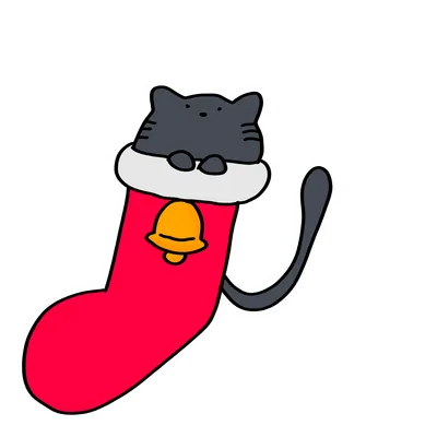猫とクリスマス靴下